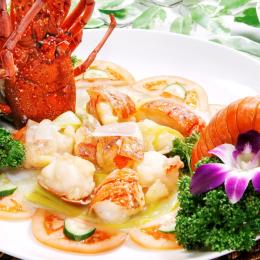 伊勢海老の葱生姜炒め